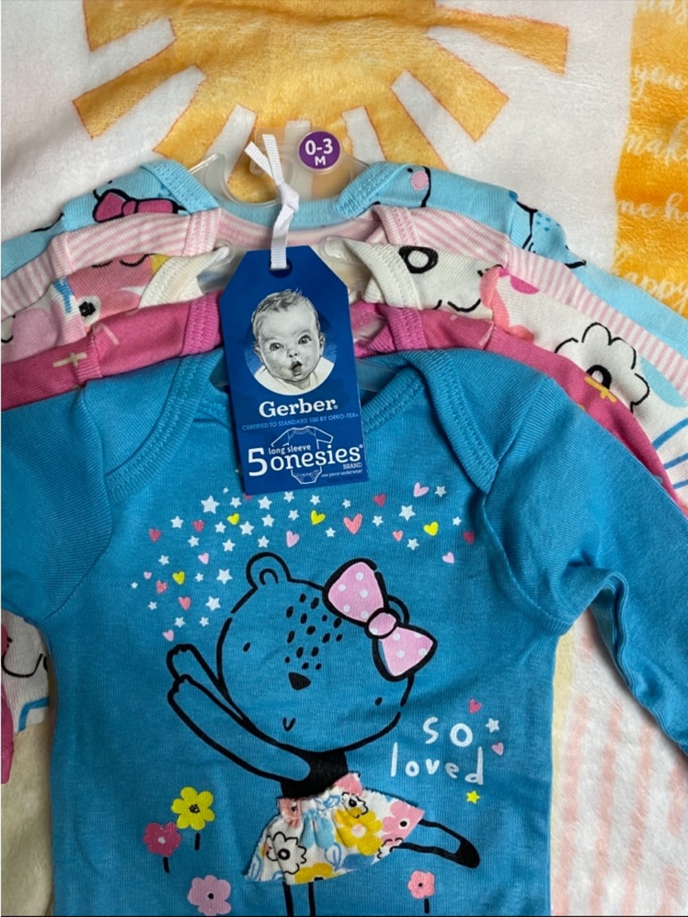 Gerber Baby Girl 5-Pack Long Sleeve Onesies bodysuits, 0-3mths - Picture 9 of 13
